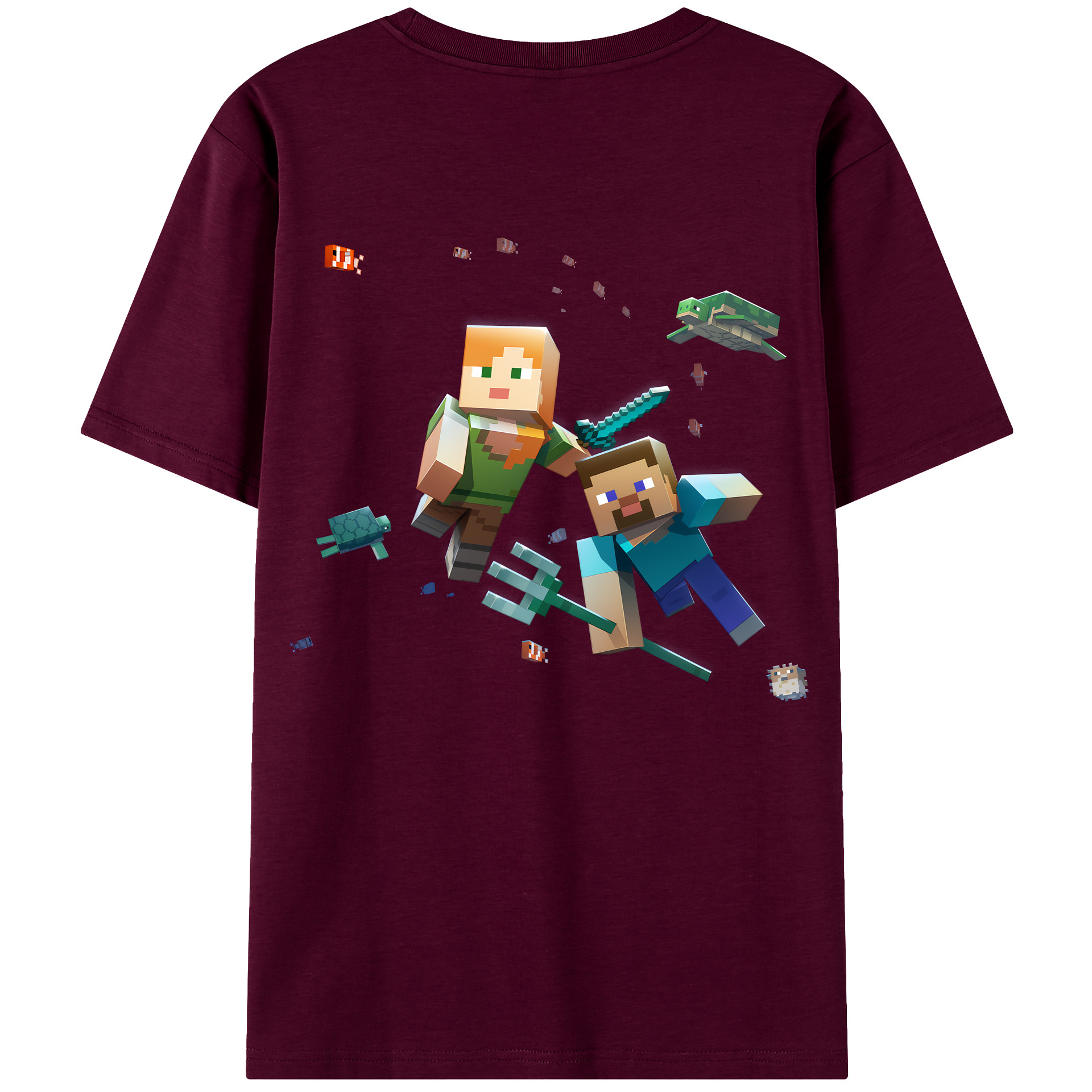 （画像用） マインクラフト ブロックの世界 Minecraft MC Block world レディース半袖Tシャツ(バックプリント)